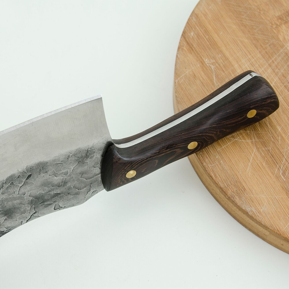 Qing raskaaseen teurastajanveitsi monitoiminen kiinalainen lihakirves lihan pilkkomiseen luun leikkaamiseen taottu teräs kokkiveitsi keittiövälineistö