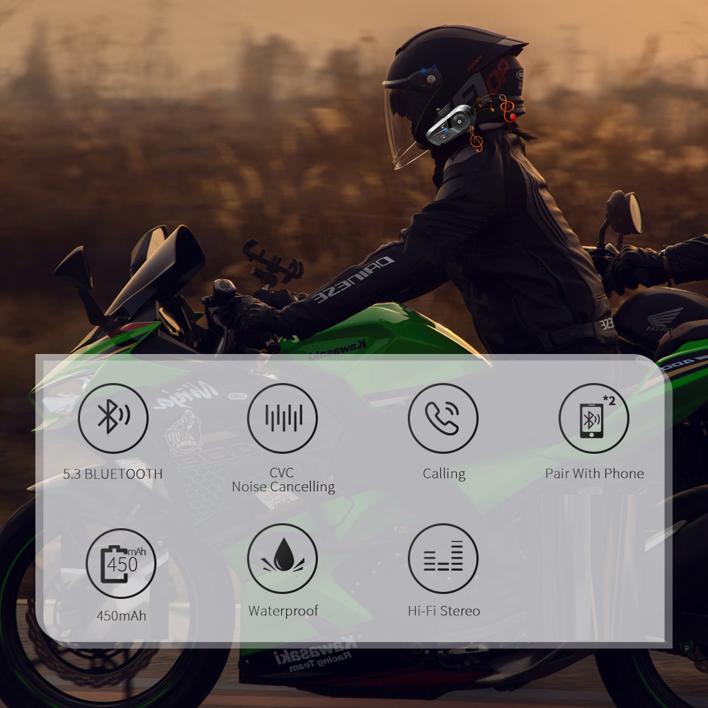 L1 Motorhelm Bluetooth-headset Bluetooth 5.3 Antwoorden automatisch inkomende oproepen IP67 Waterdicht