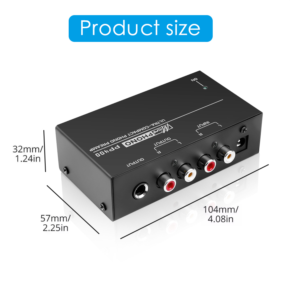 PP400 Ultra-Compact Phono Preamp Preamplifier Home Mini Audio Amplifier with RCA Interface for Turntable Tube Amplifier Speakers