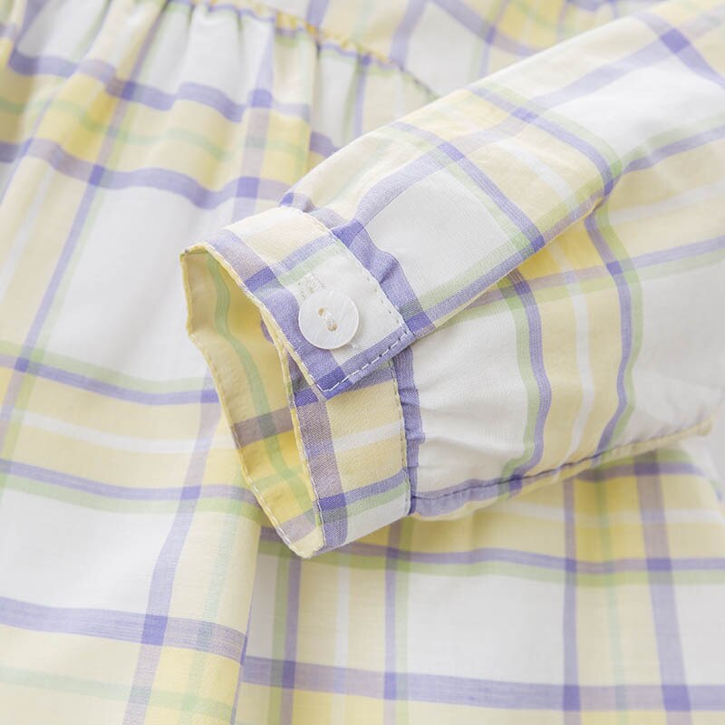 Dba 6620 dave bella spring baby piger gul plaid skjorte børn bomuld lolita toppe børn bluser