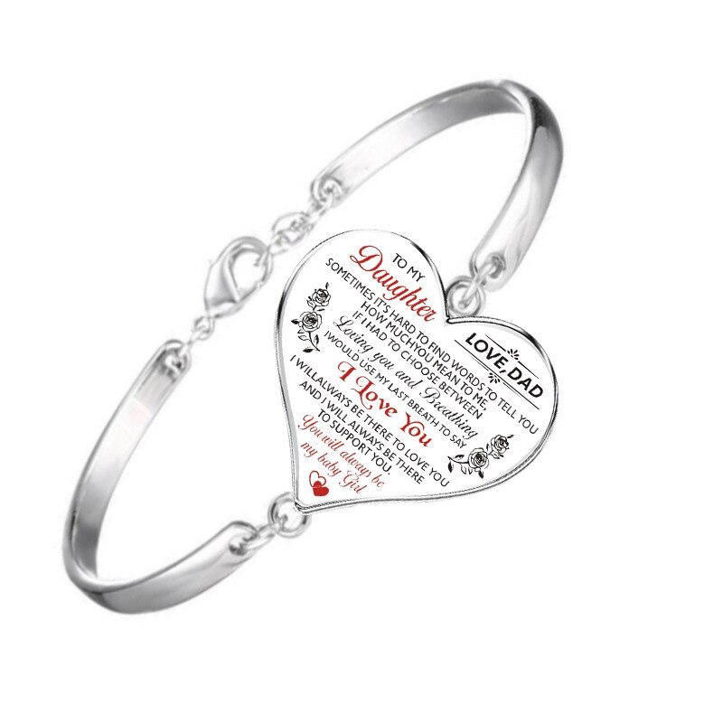 À ma fille femme petite-fille Bracelet amour coeur Bracelets porte-bonheur Bracelets pour femmes filles inspirant lettre bijoux: Dad to Daughter