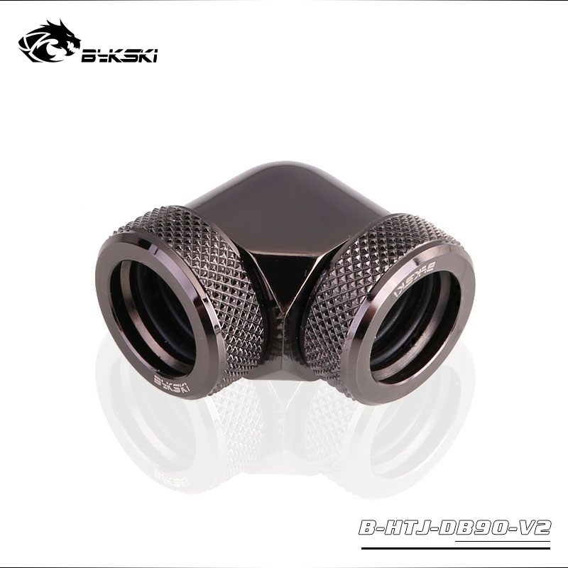 BYKSKI 90 Degree Fitting use for OD14mm Hard Tube to Hand Compression Copper Fitting Double Outer Diameter 14mm Interface: chrome