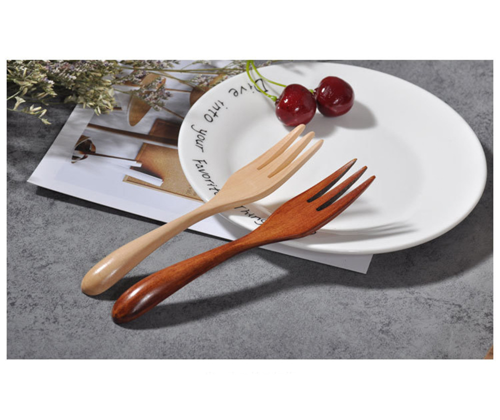 Natural Wooden Forks Three Teeth 15cm Fork With Winding Kitchen Accessories Dining Aid Guide Japan Style Tableware table fork