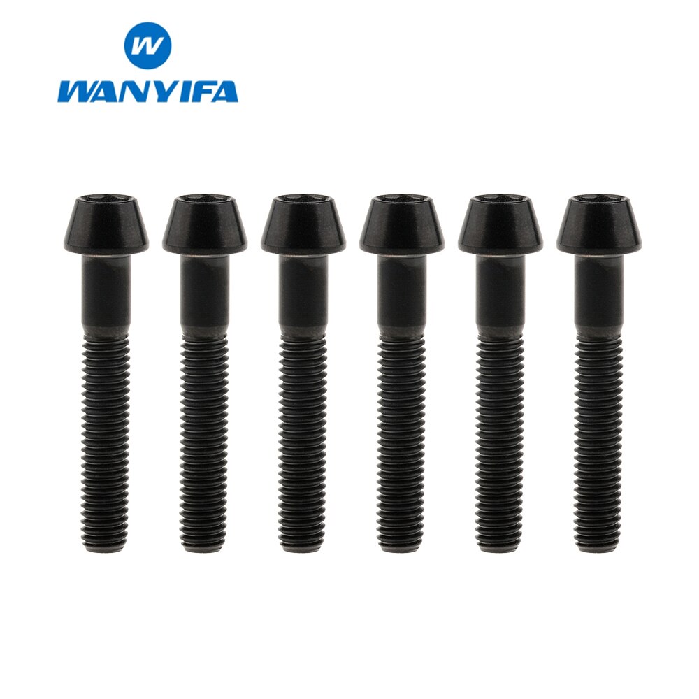 6PCS M5 Titanium Ti Bolts M5X25 30 35 40mm Inner Hexagon Tapered Head Bolt for Bike Bicycle Cycling Accessories Fastener Screws: M5x30 Black