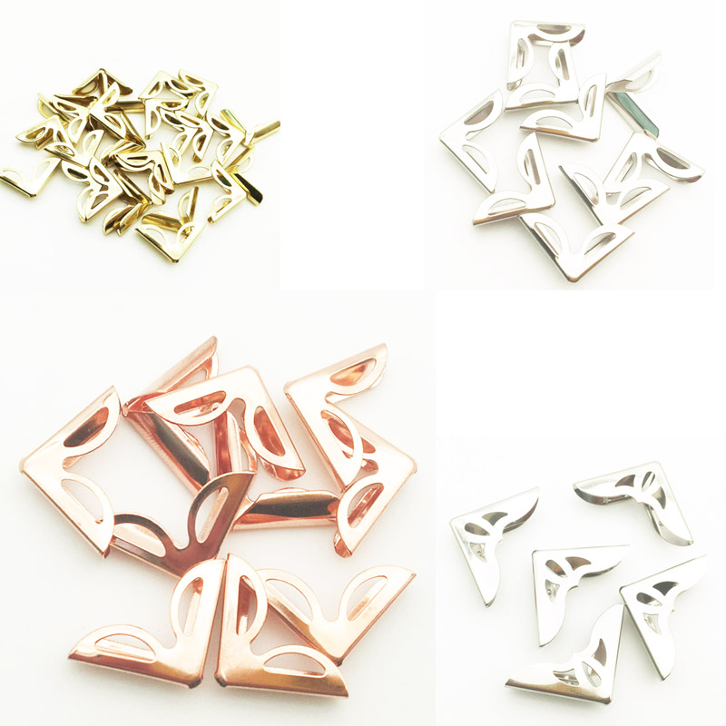 50 st/lot 16 x 16 x 4mm roséguld metall bokhörn för fotoalbum menyer mappar gör-det-själv scrapbooking dekor hörnskydd  wd0278