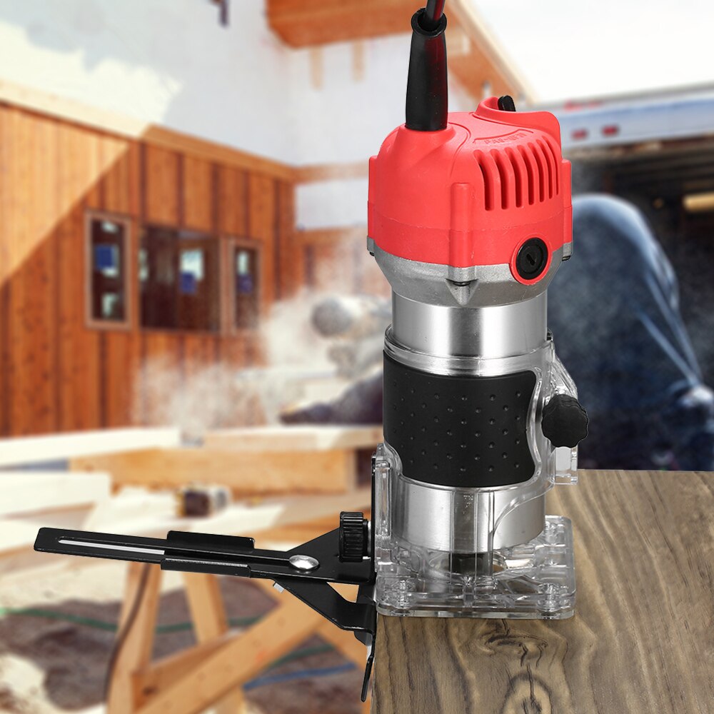 30000r/min Electric Trimmer 220V 800W Trim Router with Transparent Base Edge Guide for Woodworking Trimming Slotting Notching