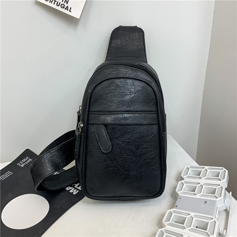 Bolso de pecho de Pu para niñas, bandolera informal con Diagonal, bolsa para deportes al aire libre: Negro