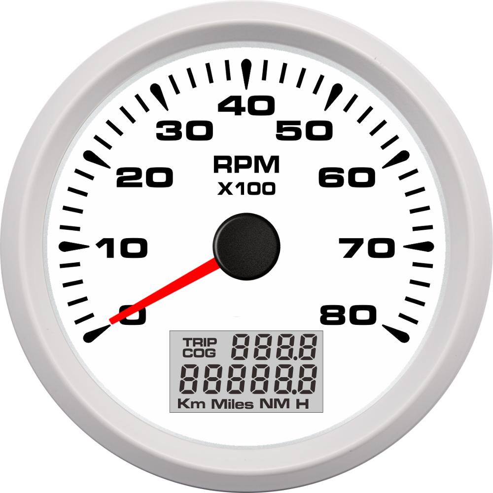 Universal 85mm rpm omdrejningstæller måler 0-3000 rpm /0-4000 rpm /0-6000 rpm /0-8000 rpm marine lcd omdrejningsmålere med trip timetællere: Ww 8000 omdr./min