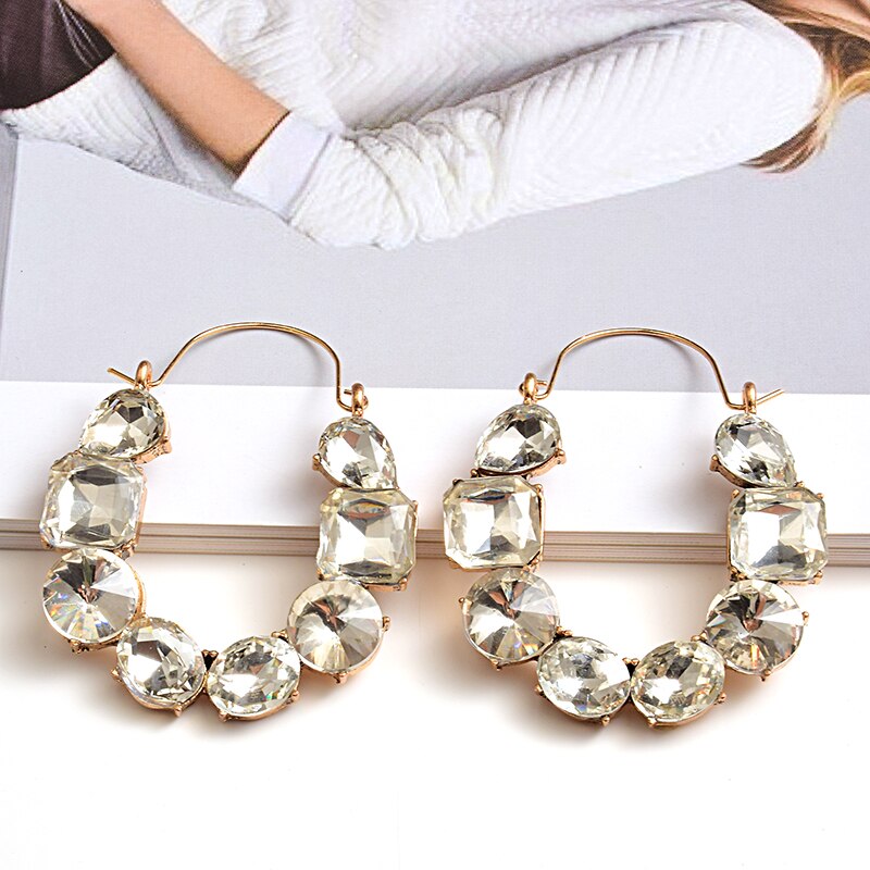 arrivel Colorful Rhinestones Metal Long Earring High Crystals Earrings Jewelry Accessories For Women: White