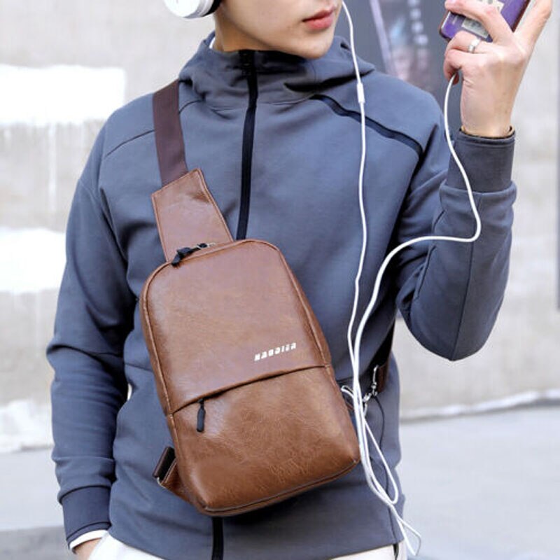 Sac à bandoulière pour hommes, nouvelle de , sac de poitrine Anti-vol chargeur USB, sac à épaule décontracté,