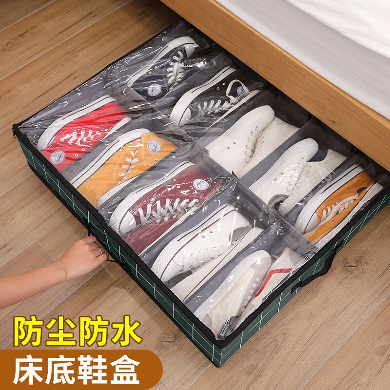 Transparent visible adjustable bed bottom shoe box shoe cabinet storage box space superimposed shoe box bag
