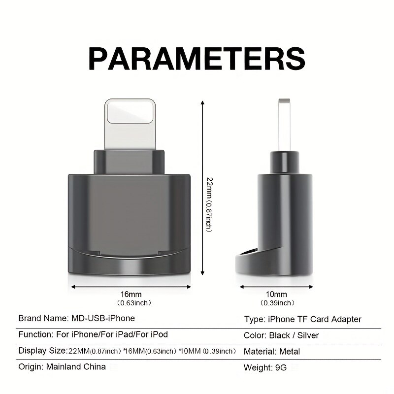 Mini-Mikro kartenleser Adapter für iOS 13 8-poliger Blitz kartenleser tf Speicher karten adapter Karten leser für iPhone 14 iPad iPod