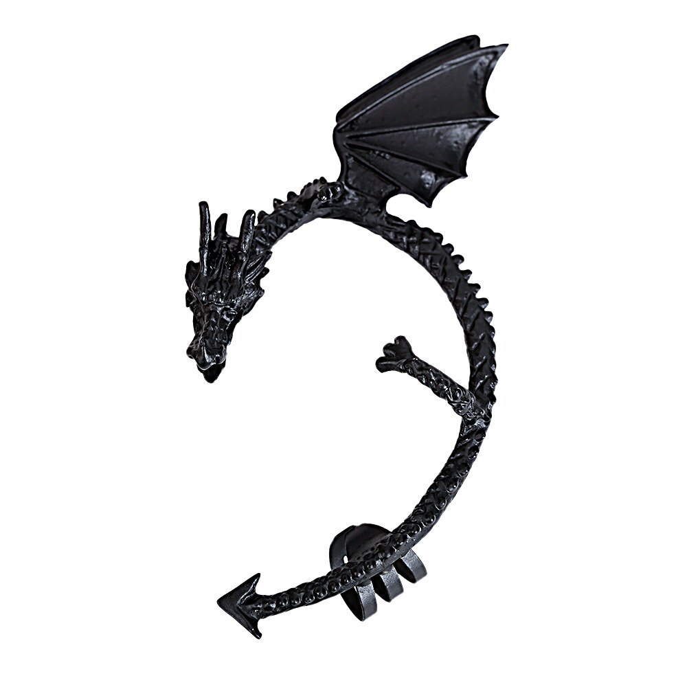 LUKENI 10 unids/lote joyería de pendientes Punk Dragon Long Ear Cuff Earrings chaquetas para mujeres EJ002: Black