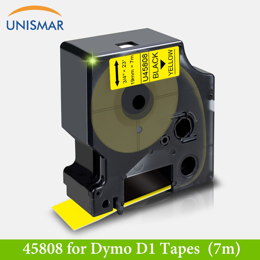 Black on White 45803 19mm Label Tape for DYMO D1 Ribbon Sticker for LabelManager 360D 420P PnP Wireless Rhino 5200 4200 Printer: Black on Yellow