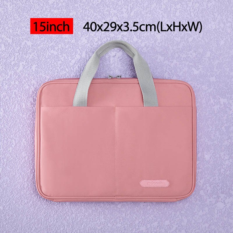 13 14 15 inch Laptop Handbag Business Office Macbook Briefcase Lightweight Computer Shoulder Bag Waterproof Travel Bags XA67C: Pink 15inch