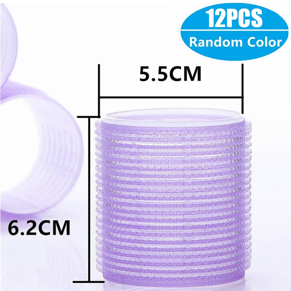Jumbo taille cheveux rouleaux ensembles 12 Pack auto Grip Salon de coiffure bigoudis bigoudis bricolage bouclés coiffure rouleaux espiral: 5.5cm x 12pcs