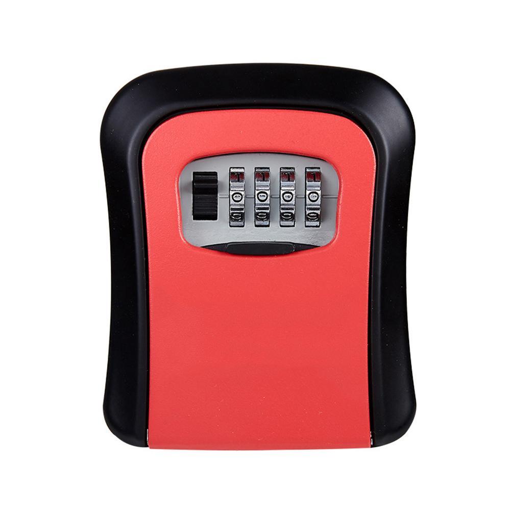 Key Lock Box Wall-mounted Plastic Key Safe Weatherproof 4 Combination Key Storage Lock Box for Indoor and Outdoor Use: Red