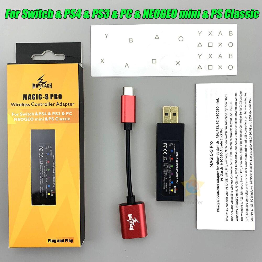 MayFlash MAGIC-S PRO Wireless Controller Adapter for Nintend Switch/for PS4/for PS3/for NEOGEO mini/for PS Classic