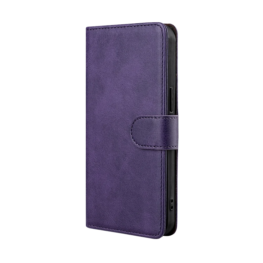 RFID Blocking Flip Magnetic Buckle Wallet Case for iPhone 16 Pro Max 16 Plus Protective Cover Leather Book Case With Card Holder: PURPLE / For iPhone 16