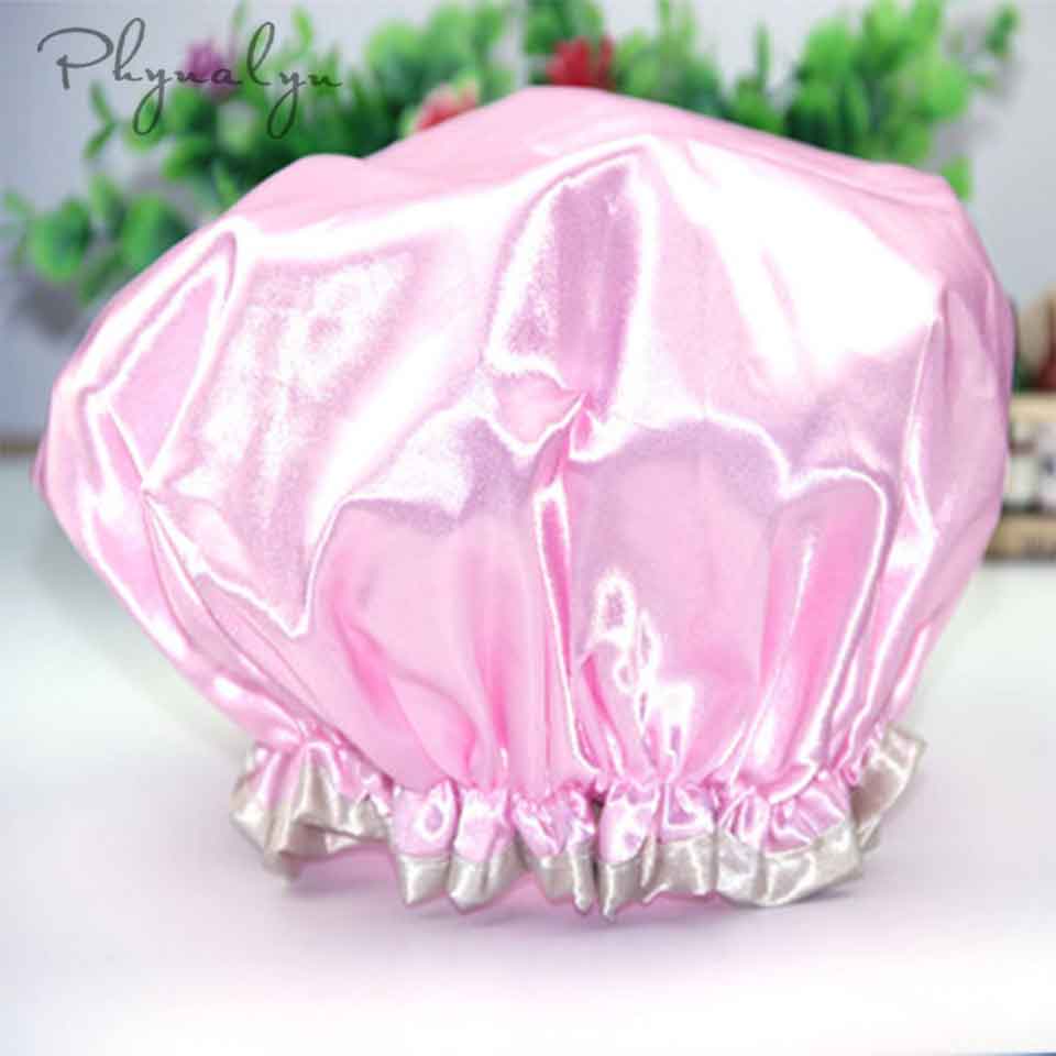 Satin Bonnet Hair Care Caps Sleeping Hat Night Sleep Cap Head Cover For Bath Women Men Unisex Cap: Pink