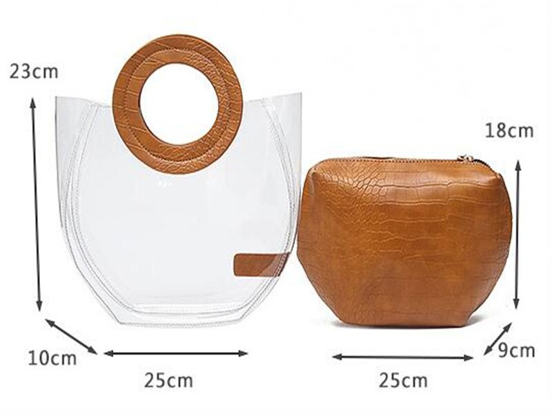 Ensemble de sacs à main pour femmes, lot de 2 pièces, emballage transparent en pvc, seau, chignon, maman, bagages, ,