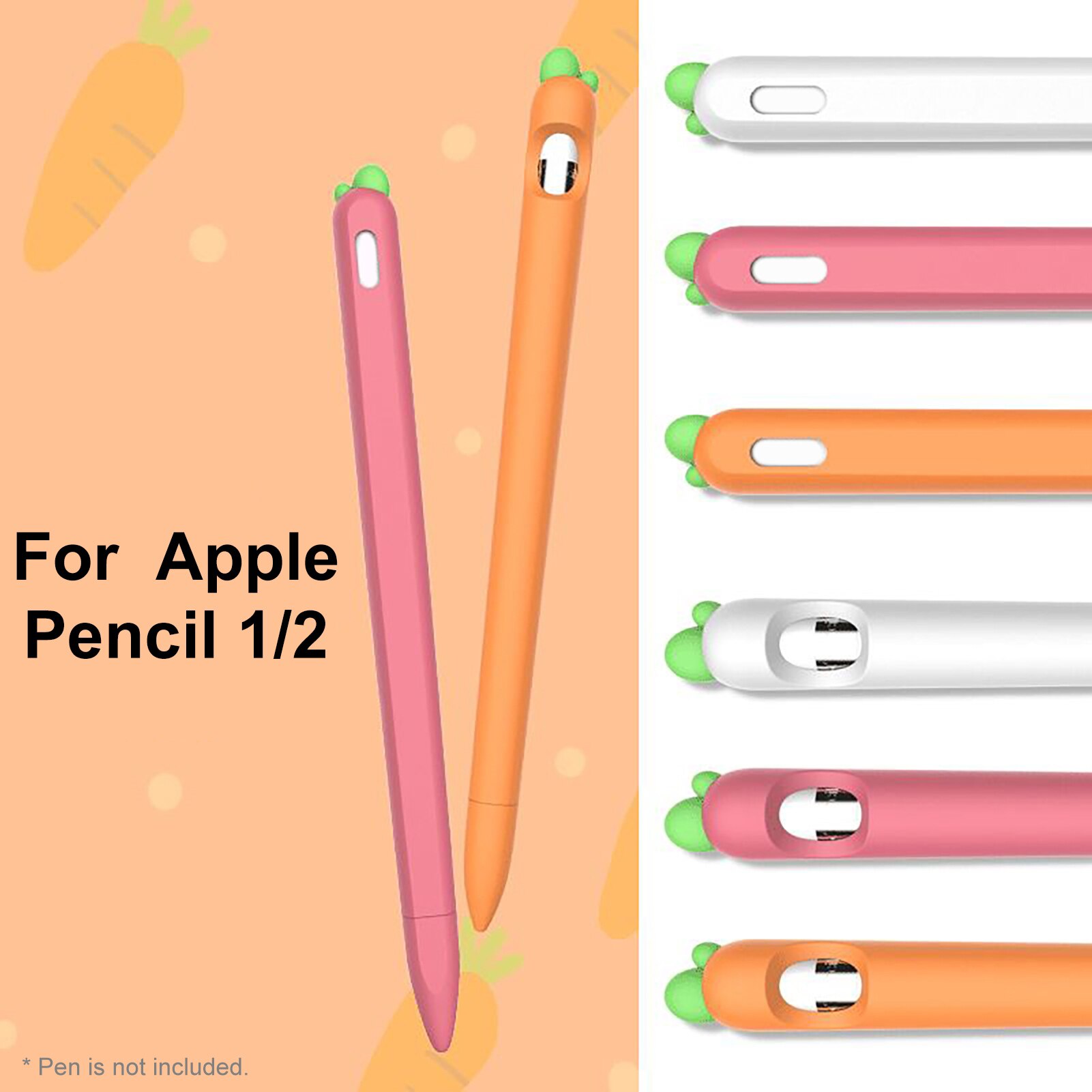 Tablet PC Stylus Waterproof -proof Silicone Case Cap Anti-lost and Durable Carrot Girl Cute Pencil Case for Apple Pencil 1/2