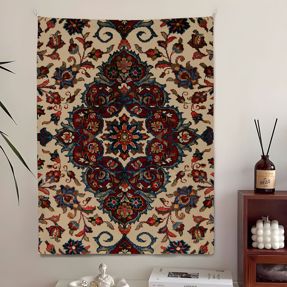 Tapisserie COOL à motif persan HD, parfaite pour la maison et le salon, décor mural de chambre à coucher, bannière d'arrière-plan, Mandala Trippy, tapisserie murale: 150x100CM / Abricot