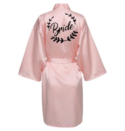 Hochzeit Party Team Braut Kleid mit Schwarz Briefe Kimono Satin- Pyjama Brautjungfer Bademantel SP021