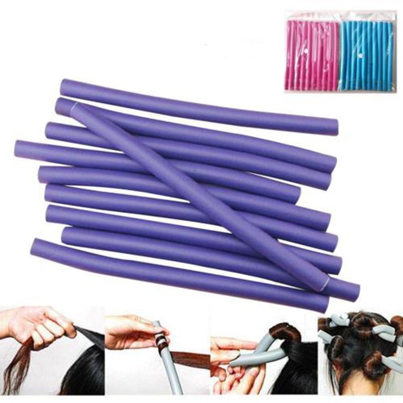 10 Stuks Soft Foam Curler Makers Bendy Twist Krullen Tool Diy Styling Hair Rollers Voor Vrouwen Willekeurige Kleur