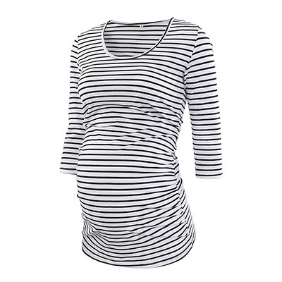 Gravide gravide tunika toppe popa mujer side ruching bluse stribet gravide tøj til kvinder top gravid skjorte: M