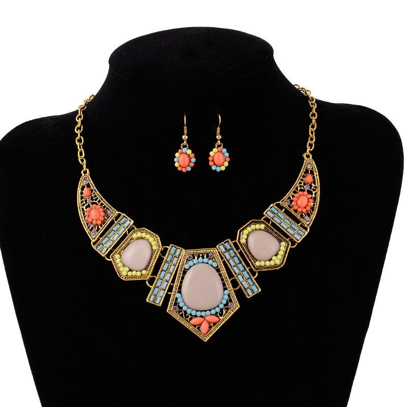 Bohemian Jewelry Sets For Women Triangle Necklaces & Pendants African Beads Jewelry Set Party Necklace Earrings Set