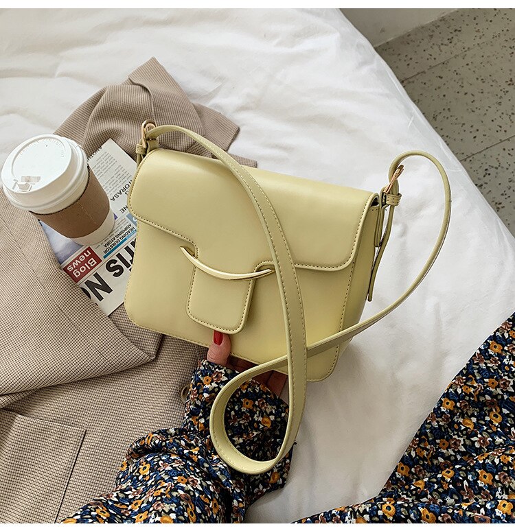 White Crossbody Bags For Women Small Handbag Cute Bag PU Leather Solid Color Hand Bag Ladies Evening Bags: Yellow