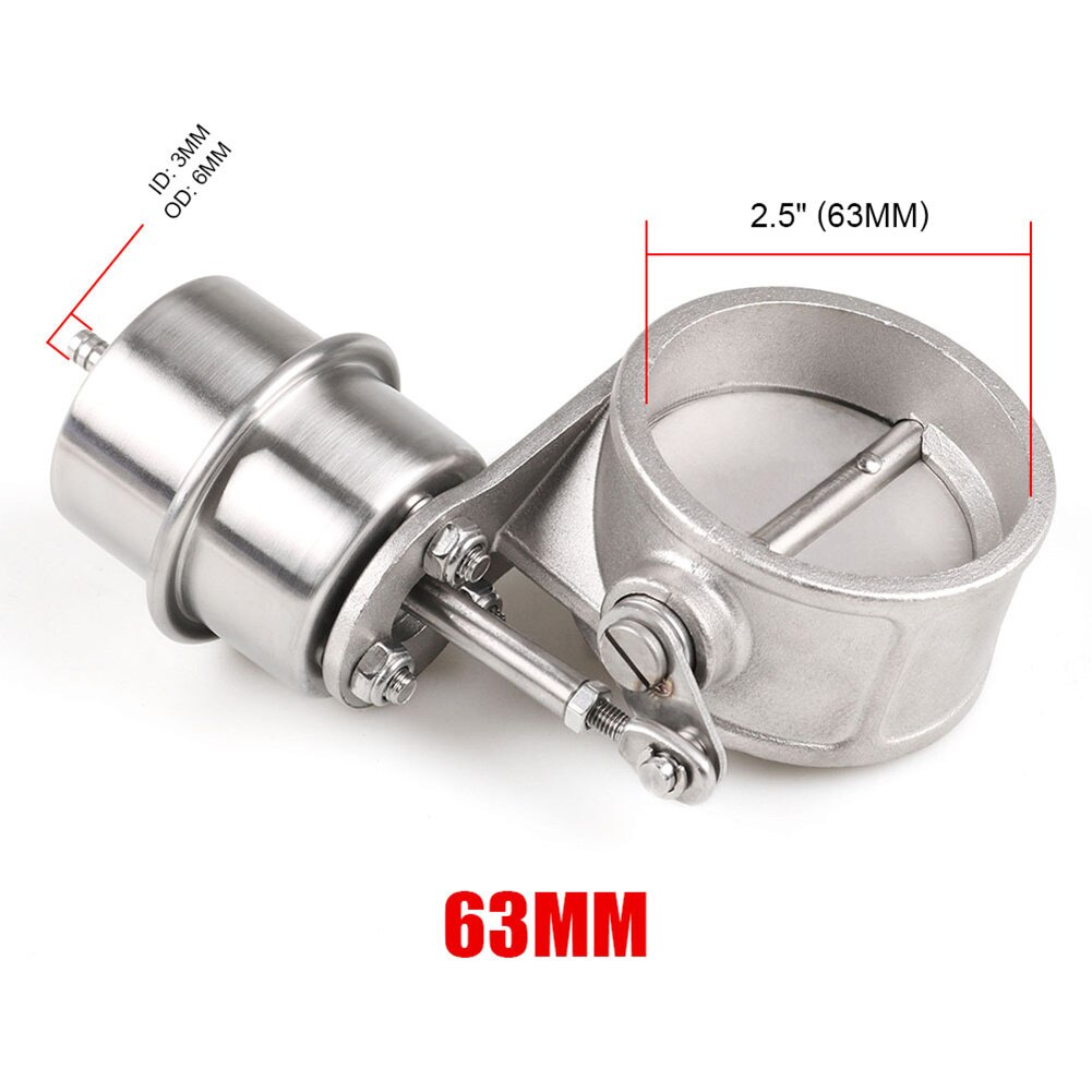 51/63mm/76mm Metal Exhaust Control Valves Vacuum Actuator Closed Style Downpipe: Silver 63mm