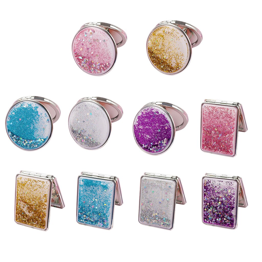 Travel Compact Dubbelzijdig Make-Up Spiegel Draagbare 2X Vergrootglas Folding Spiegel Voor Vrouwen Meisjes, Zakformaat