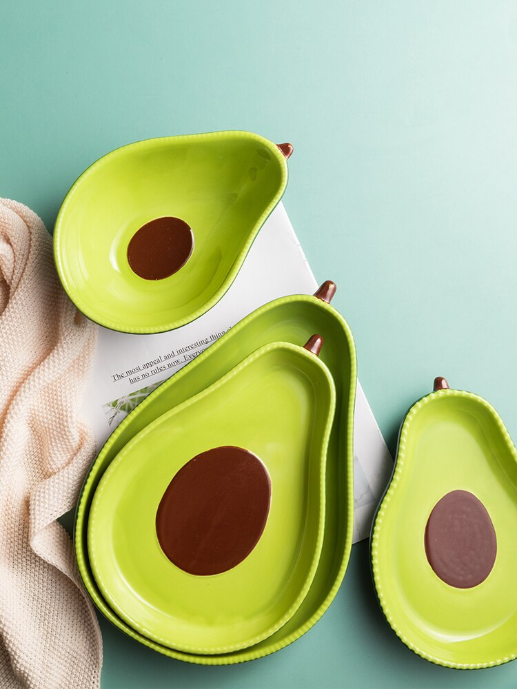 Creatieve Avocado Plaat Keramische Servies Huishoudelijke Gerechten Snack Dessert Fruit Salade Avocado Kom Porselein Servies Sets