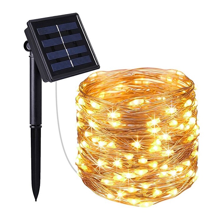 Outdoor 22M 10M Led Solar Lamp String Fairy Light 8 Modes Flash Guirlande Waterdicht Voor Kerst Tuin Straat patio Decoraties: Warm White / 10M 100 LED