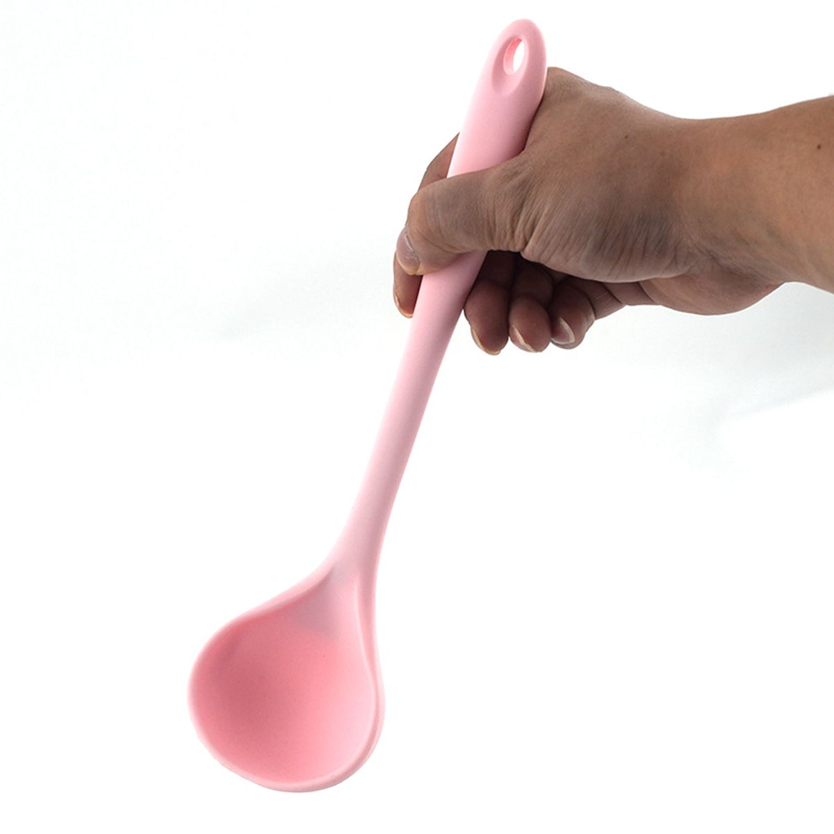 Silicone Ladle Soup Spoon Non-stick Curved Handle Unbreakable Big Round Scoop for Dinner Kitchen Dining Tool Tableware
