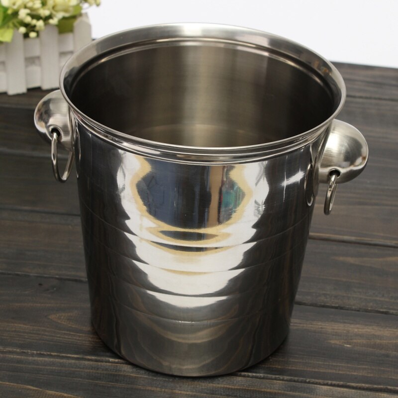 ! Cubo de hielo de acero inoxidable plateado enfriador cerveza vino champán enfriador