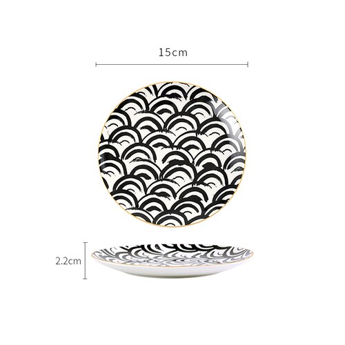 Nordisk huvudrätt geometrisk servis hem restaurang kök middagsfat porslin dessert bestickset tårta keramiskt fat: M