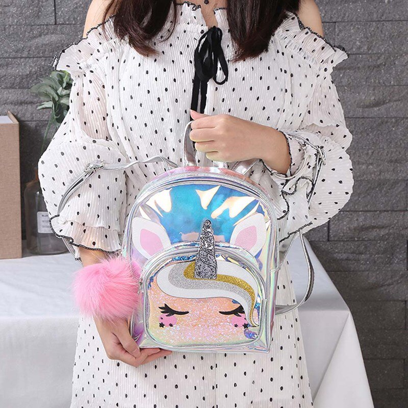 1 pc mooie eenhoorn regenboog rugzak kinderen jelly pvc waterdichte schooltas dubbele schoudertas reistas