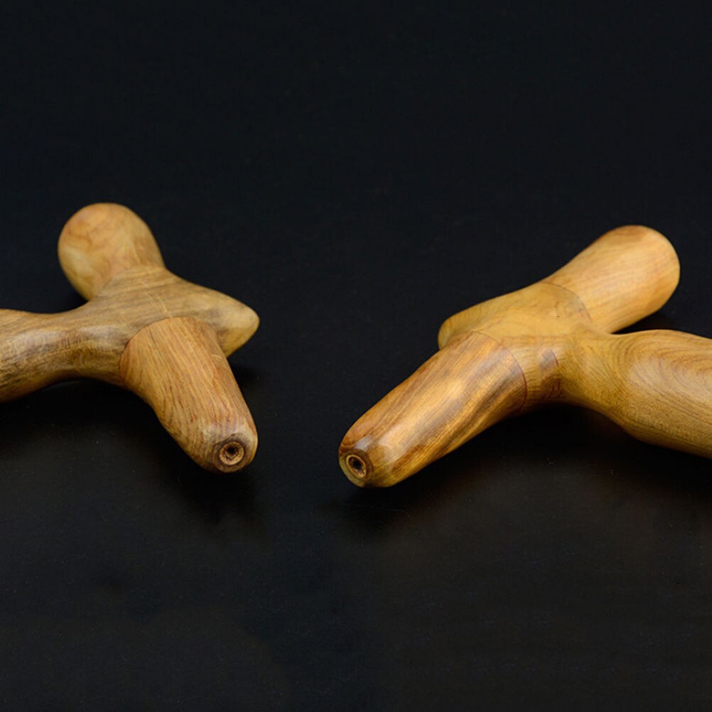1Pc Wood Hand Foot Leg Massager Acupuncture Acupoint Stick Sandalwood Cross Massage Hammer Health Care Beauty Tool
