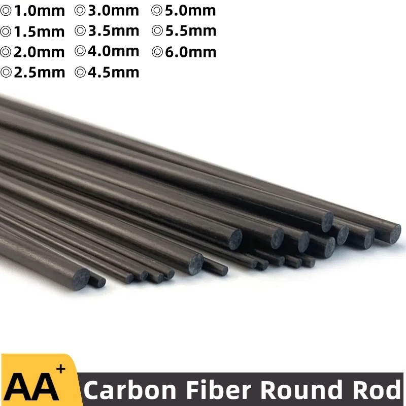 fest Rundstangen aus Kohlefaser, Länge 500 mm, Durchmesser 1 mm, 2 mm, 3 mm, 4 mm, 5 mm, 6 mm, zylindrische Kohlenstoffschaft für RC-Modelle, DIY