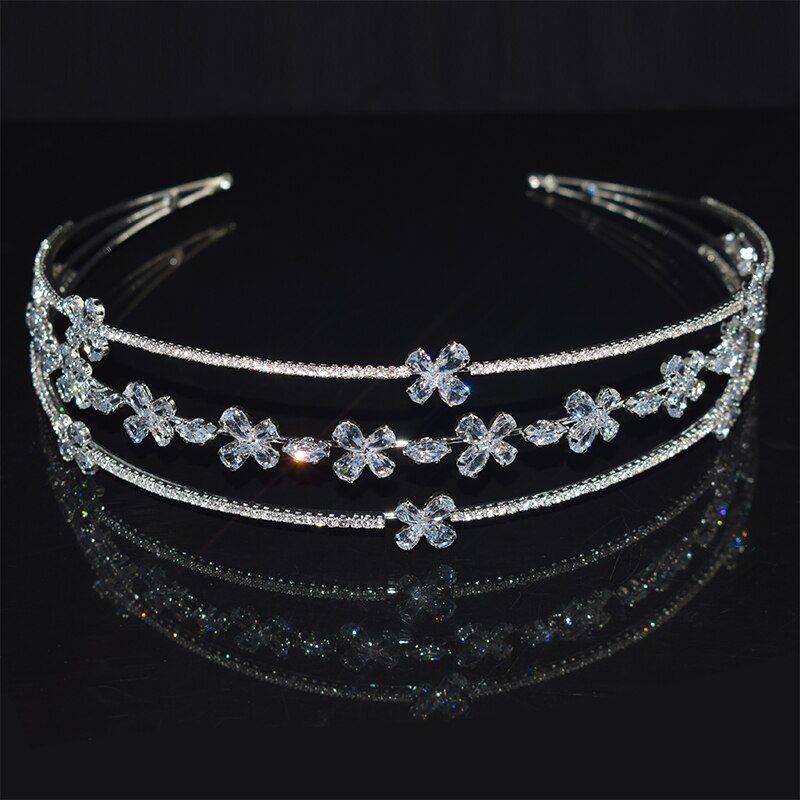 Luksusowa lśniąca ślubna kryształowa Tiara dla księżniczki na konkurs piękności Prom Rhinestone z pałąkiem na głowę cyrkon pasmo włosów akcesoria do włosów: TS-8071
