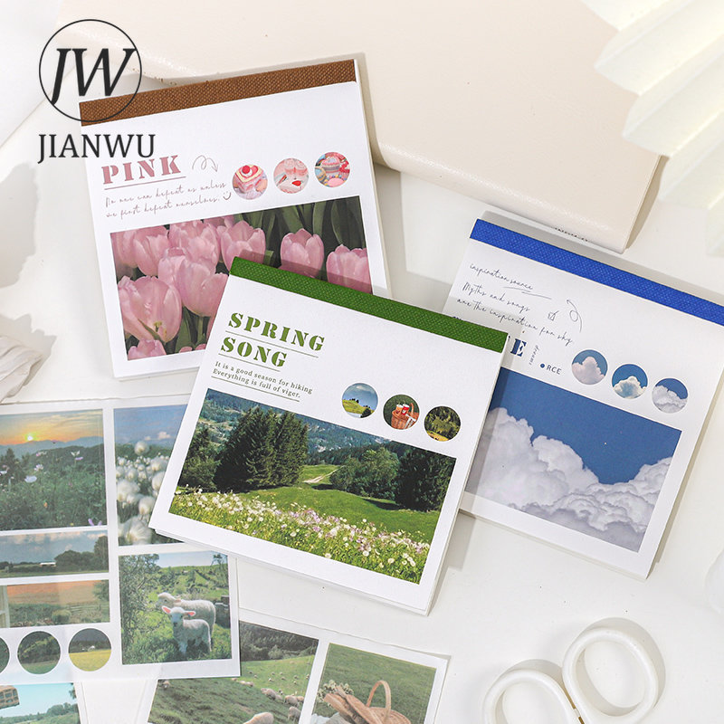 JIANWU – autocollant de paysage esthétique INS, papeterie Kawaii pour décoration de livre, Journal, Art, Scrapbooking, 40 feuilles