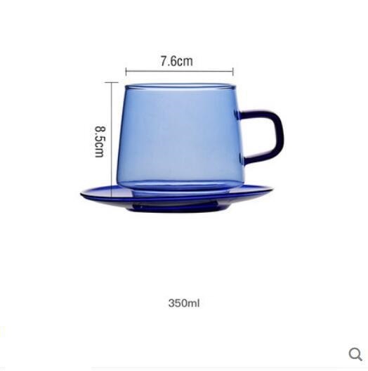 Tazza di vetro colorato tazza 350ml resistente al calore ambra blu verde impilabile tazza di vetro tazza da caffè tazza da tè 1pc: Blu