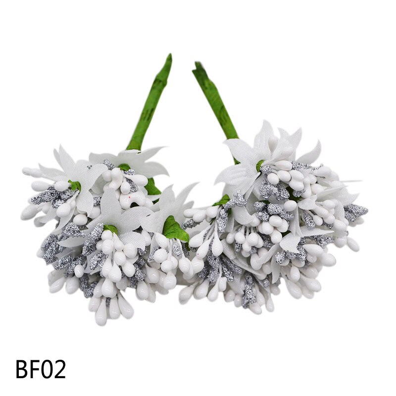 24 stk mini støvbærere bær guld sølv plastknop kunstig blomsterbuket scrapbooking håndværk bryllup dekoration fest forsyninger: Bf02