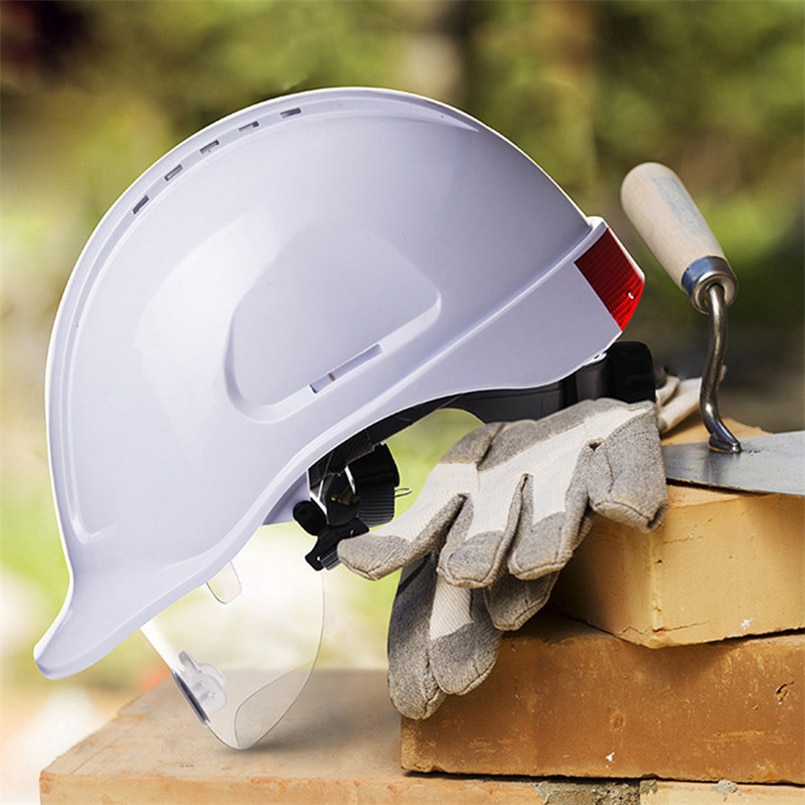 Ck tech. sikkerhedshjelm med pc-briller hård hat abs konstruktion beskyttende hjelme arbejdshætte engineering redningshjelm