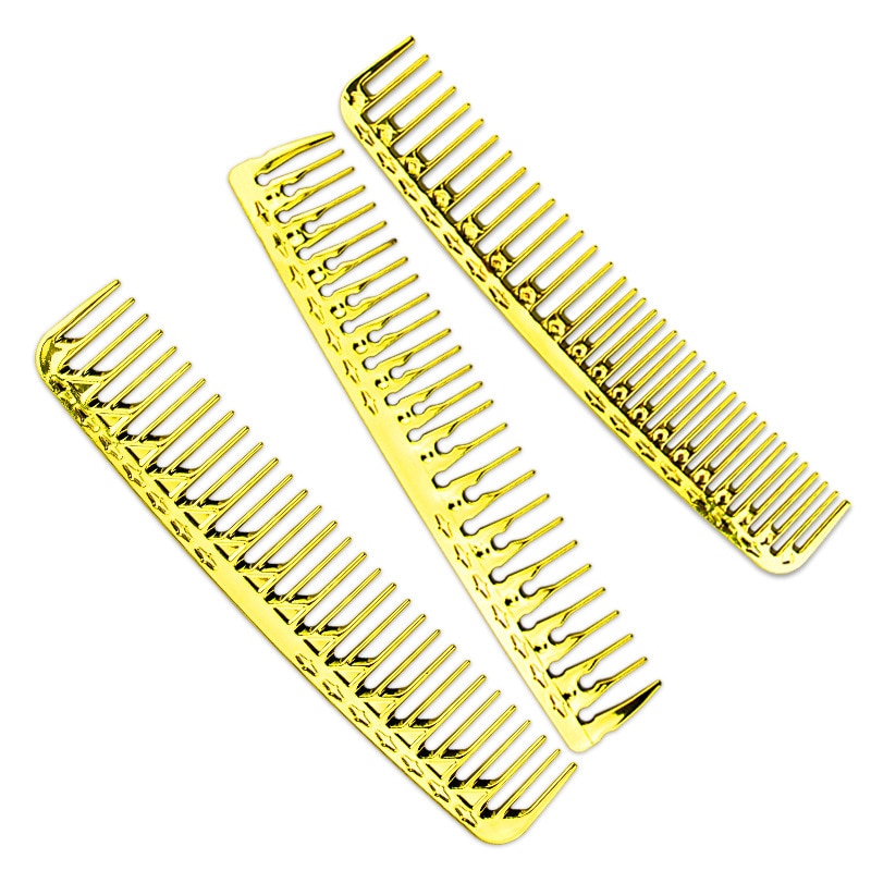 Peine de corte de pelo dorado galvanizado para barbería, peine para cortar Cabello, aceite, para salón, estilo de peluquería, Alta Temperatura