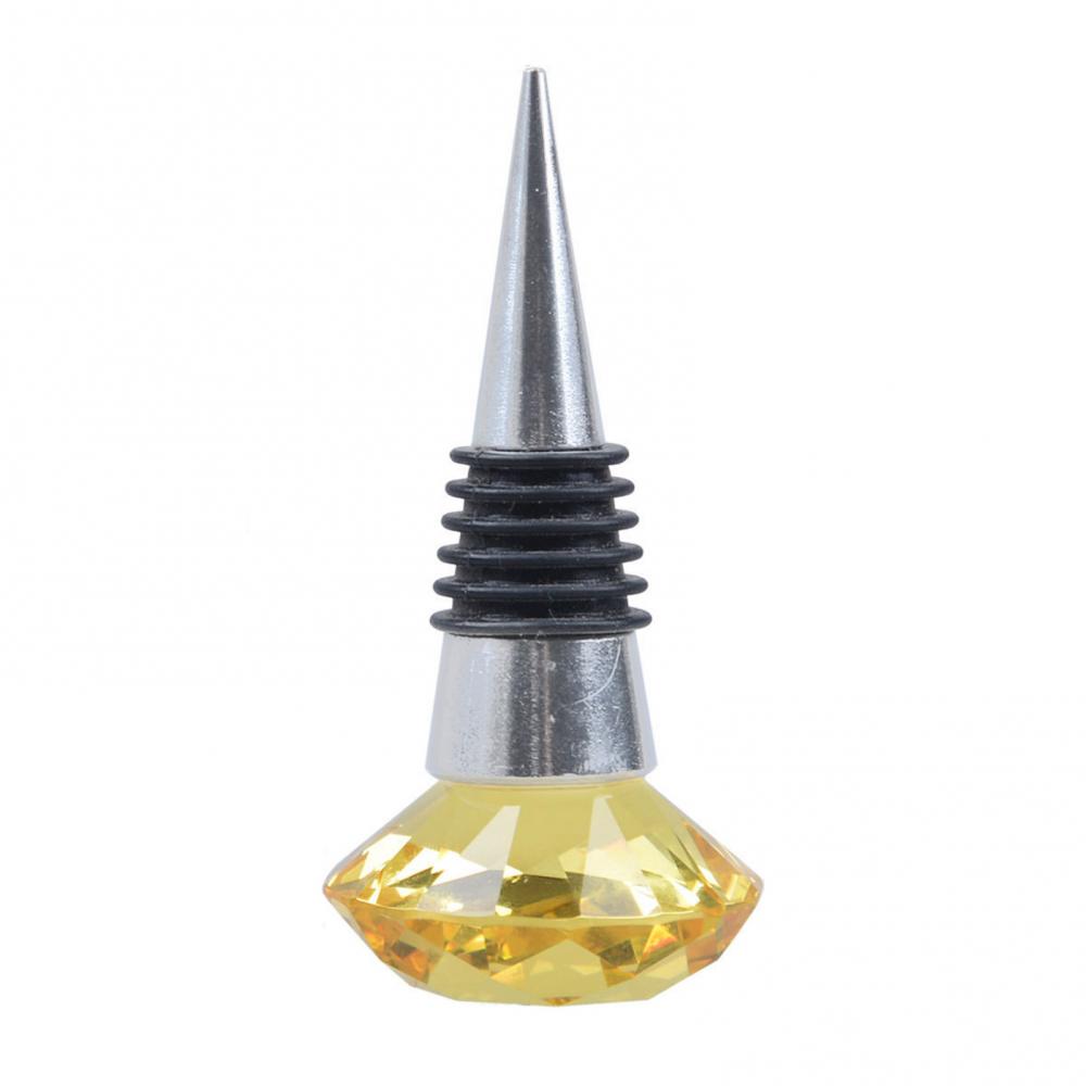 Herbruikbare Lekvrij Wijn Stop Kurk Plug Silicone Crystal Metalen Fles Sealer Plug: Golden Yellow