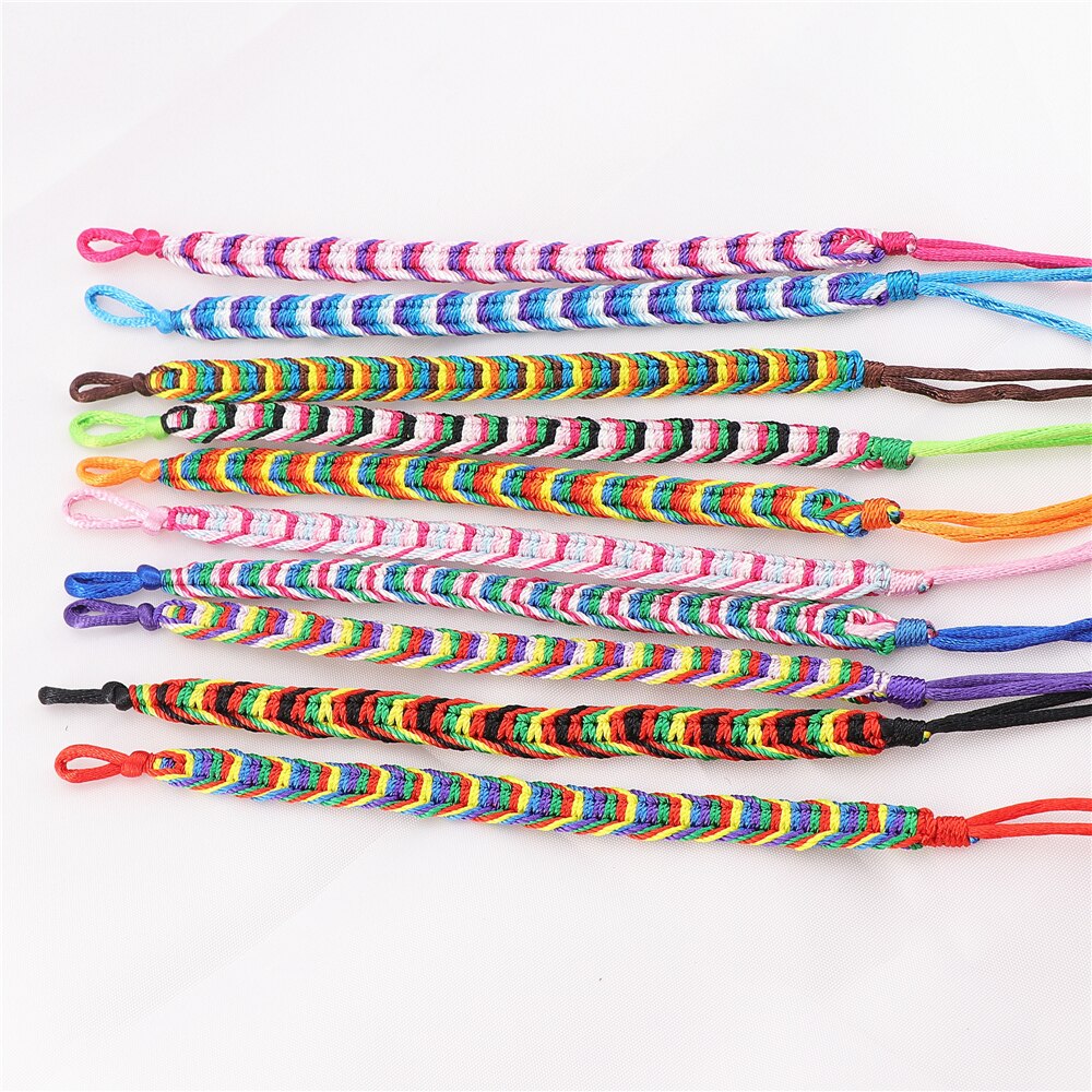 Commercio all'ingrosso 30 pz/lotto Etnico Della Boemia Regolabile Corda Intrecciata di Cotone Polsino di Amicizia Bracciali Per Uomo Donna (10 colori)